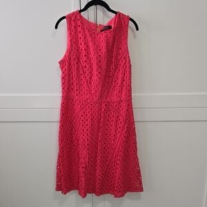 Vibrant Pink Lace Midi Dress